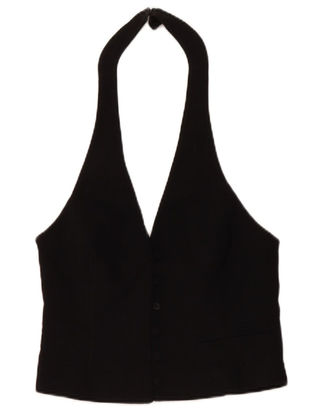 Zara Womens Crop Halter Top UK 12 Moyen Noir Viscose