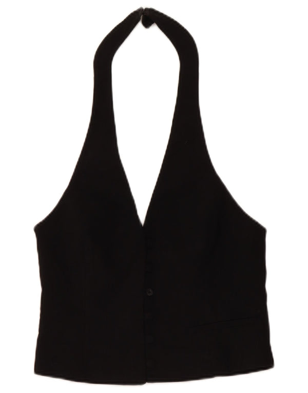 Zara Womens Crop Halter Top UK 12 Moyen Noir Viscose