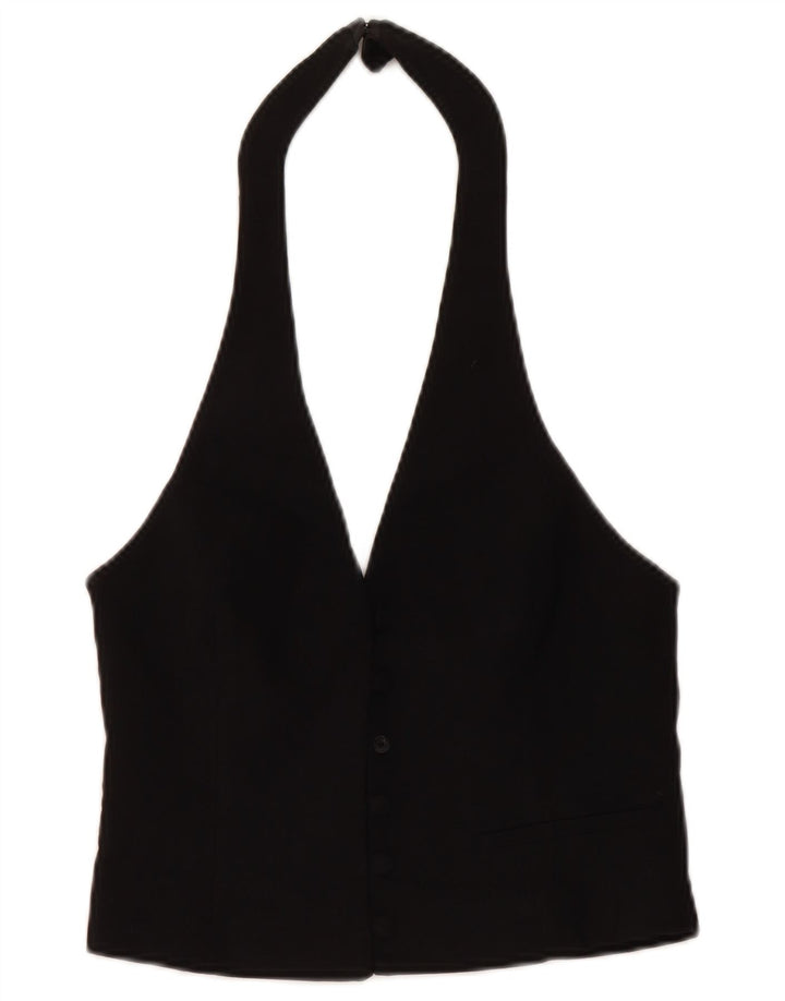 Zara Womens Crop Halter Top UK 12 Moyen Noir Viscose