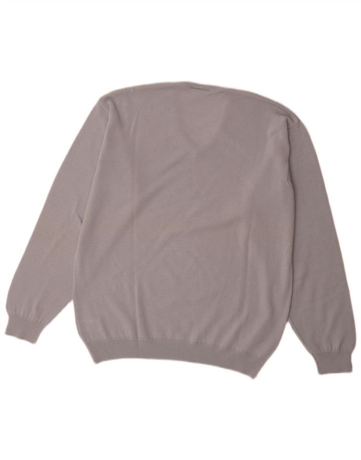 Lacoste Pull col V pour homme Taille 5 Grande laine vierge bleue