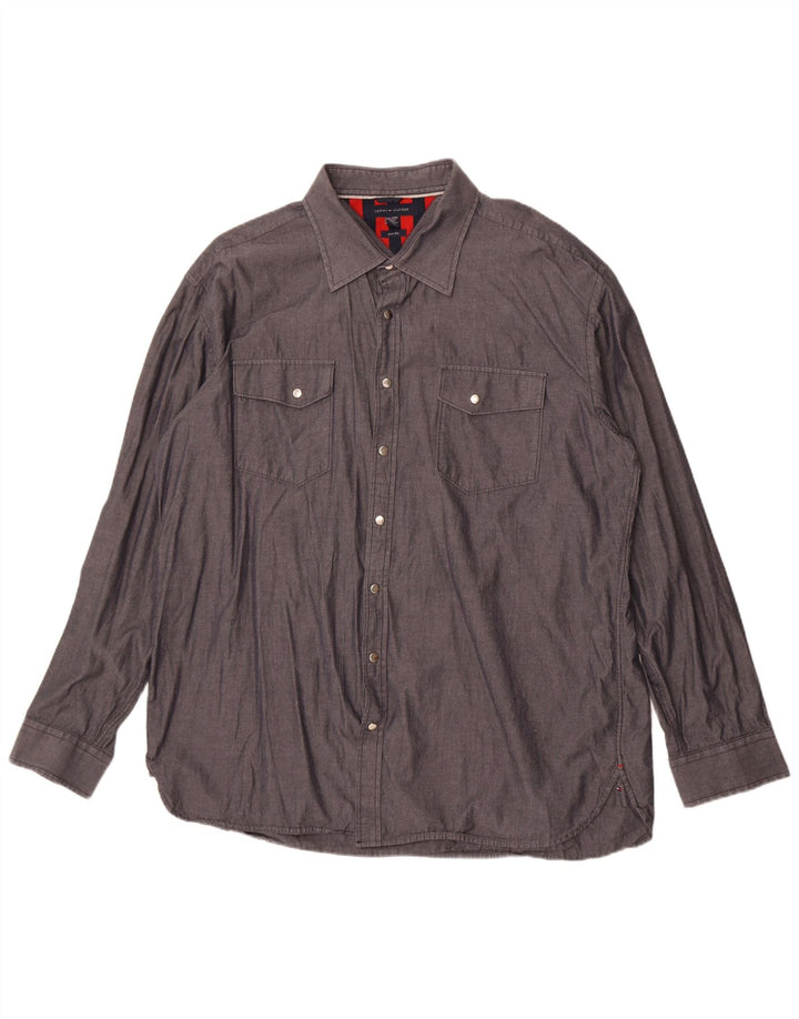 Tommy Hilfiger Chemise coupe ajustée pour hommes 2XL Gris Coton