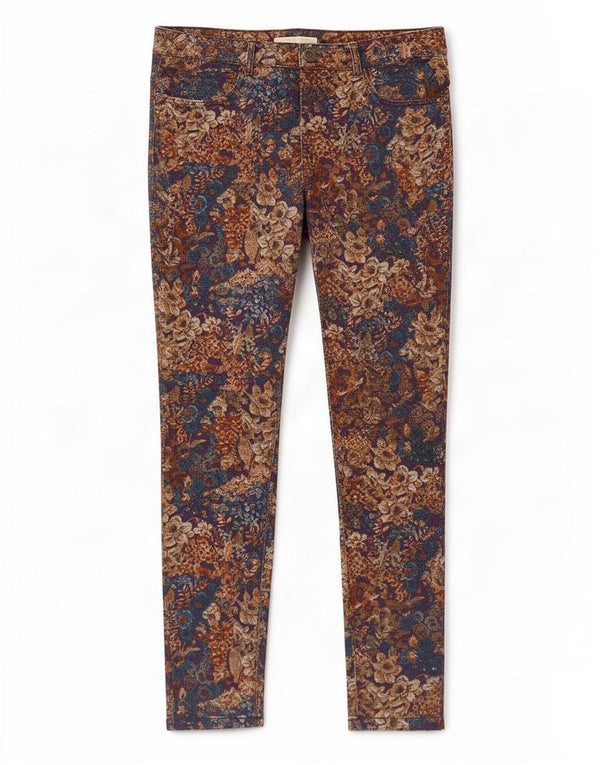 Zara Jeans Skinny Femme EU 42 Large W32 L29 Coton Floral Multicolore