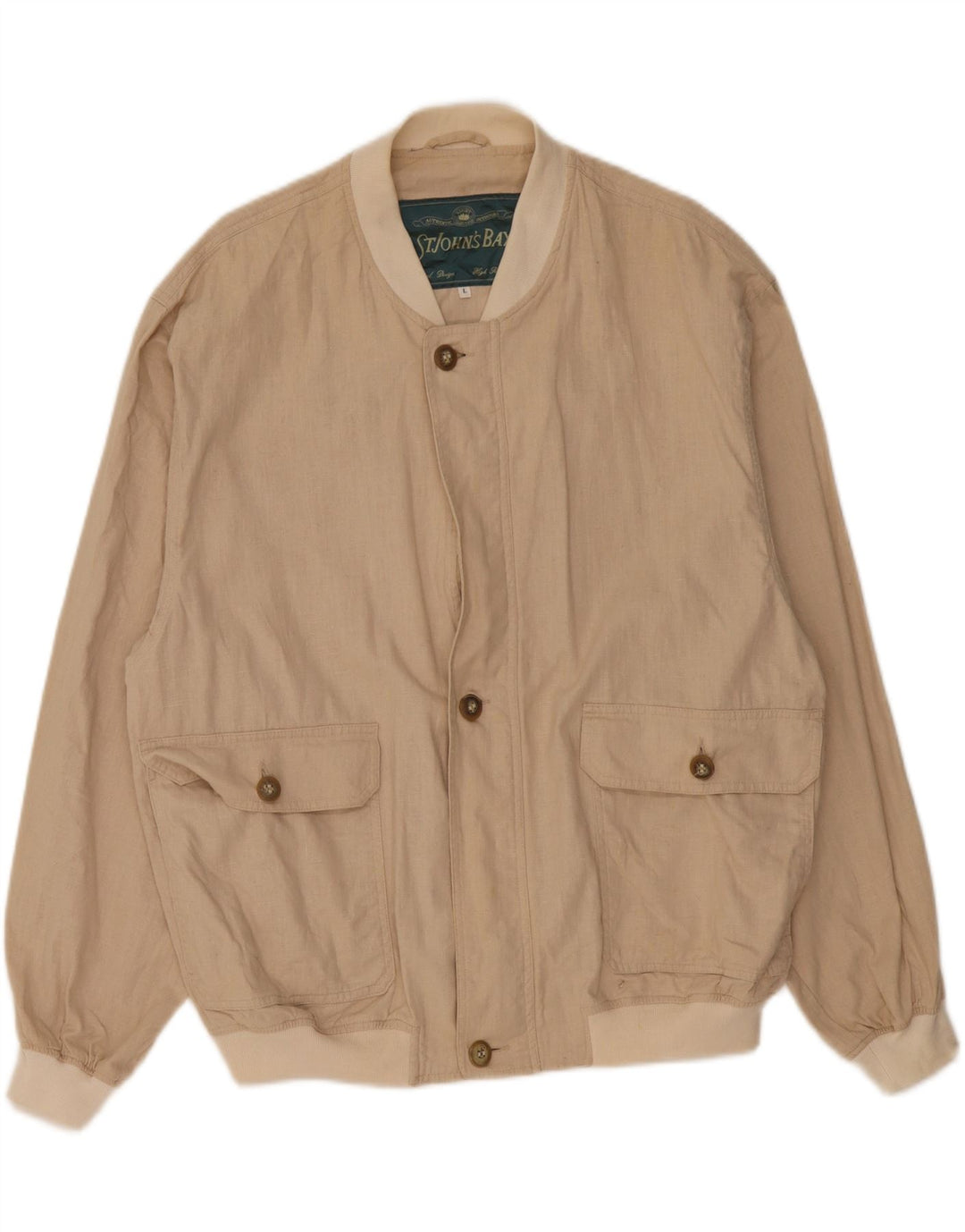 St John's Bay Veste Bomber Homme UK 40 Grand Lin Beige