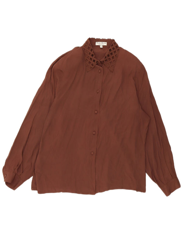 Chemisier chemise femme vintage IT 50 XL Acétate Marron