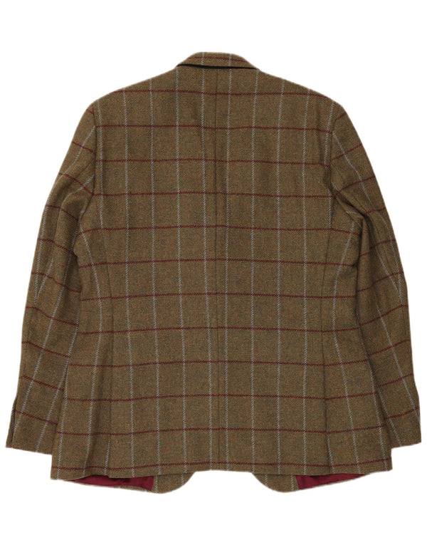 Crew Clothing Veste blazer à 2 boutons pour homme UK 44 2XL Kaki à carreaux en laine