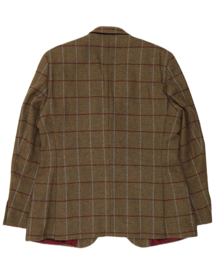 Crew Clothing Veste blazer à 2 boutons pour homme UK 44 2XL Kaki à carreaux en laine