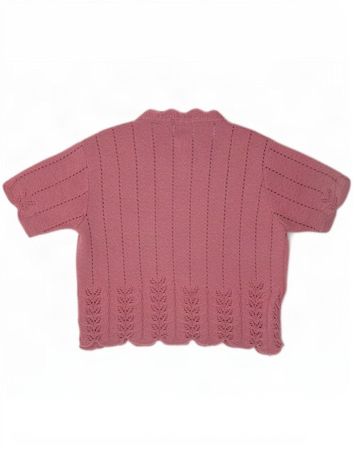 St Michael Pull à manches courtes et col rond pour femme Rose moyen UK 14