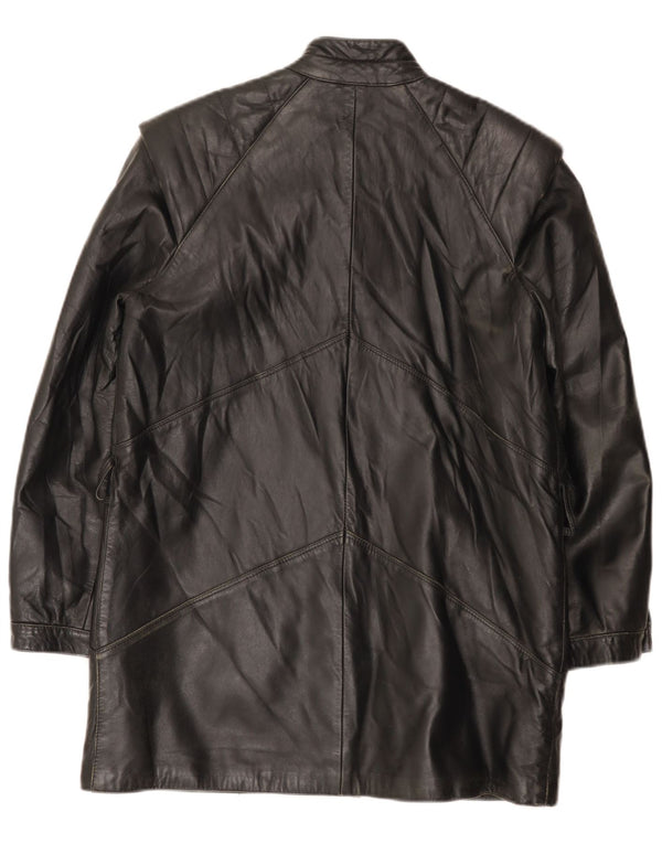 manteau en cuir femme vintage IT 42 Moyen Noir