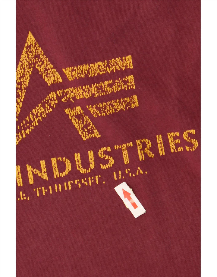 ALPHA INDUSTRIES T-shirt graphique pour femme UK 14 Coton bordeaux moyen