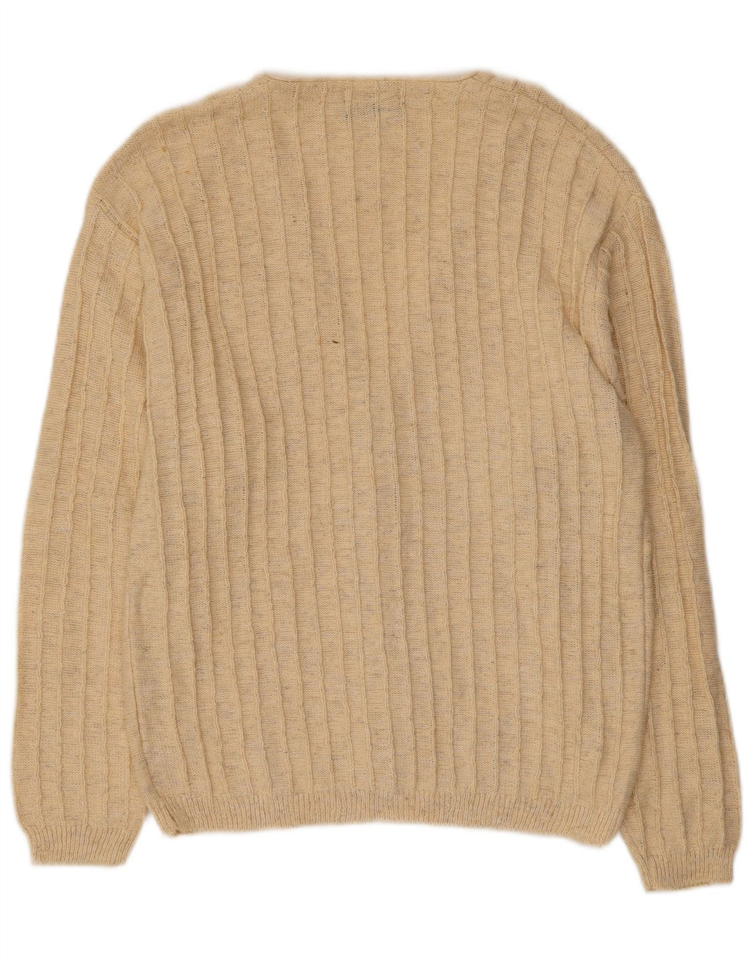 vintage Mens Cardigan Pull Moyen Beige Coton