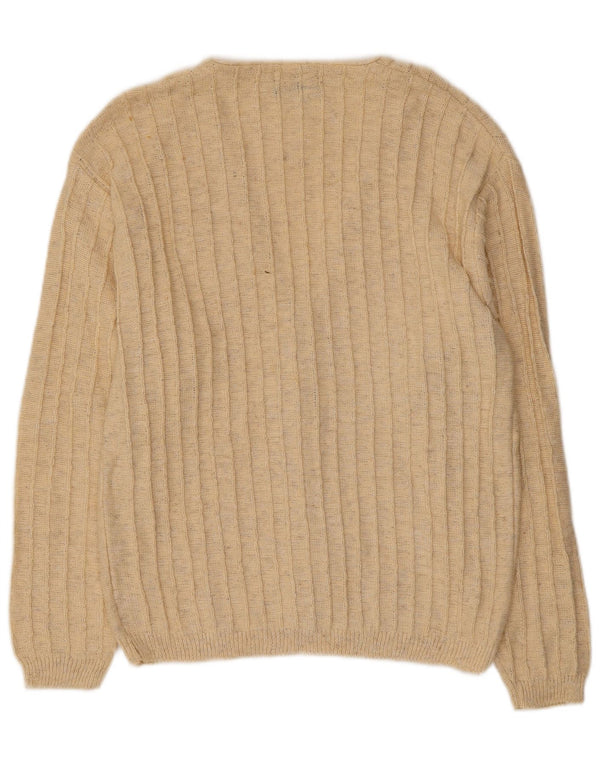 vintage Mens Cardigan Pull Moyen Beige Coton