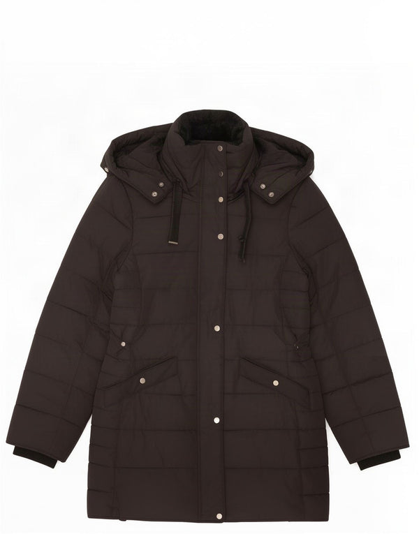 Zara Femme Trafaluc Veste matelassée surdimensionnée à capuche UK 10 Petit Noir