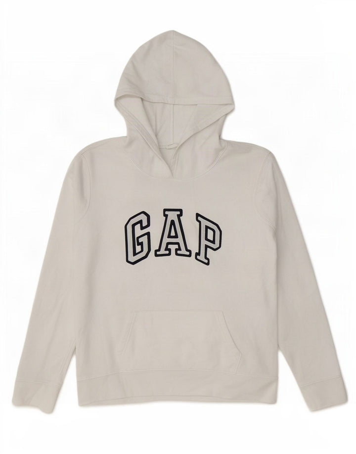 Gap Pull à capuche graphique pour femme UK 14 Coton blanc moyen