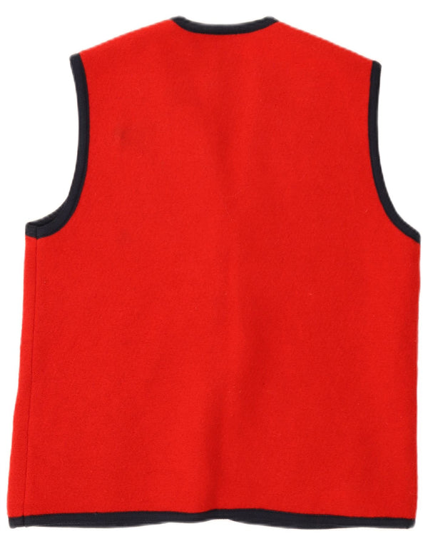 VINTAGE Pull cardigan sans manches femme UK 14 Rouge moyen