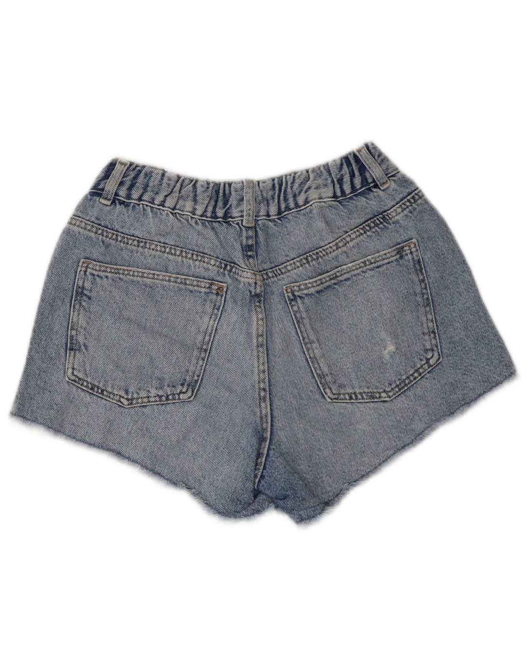 ZARA Short en jean taille haute effet vieilli pour fille 13-14 ans W28 Bleu