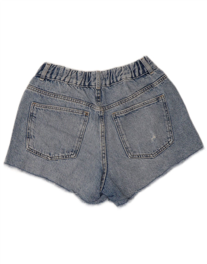ZARA Short en jean taille haute effet vieilli pour fille 13-14 ans W28 Bleu