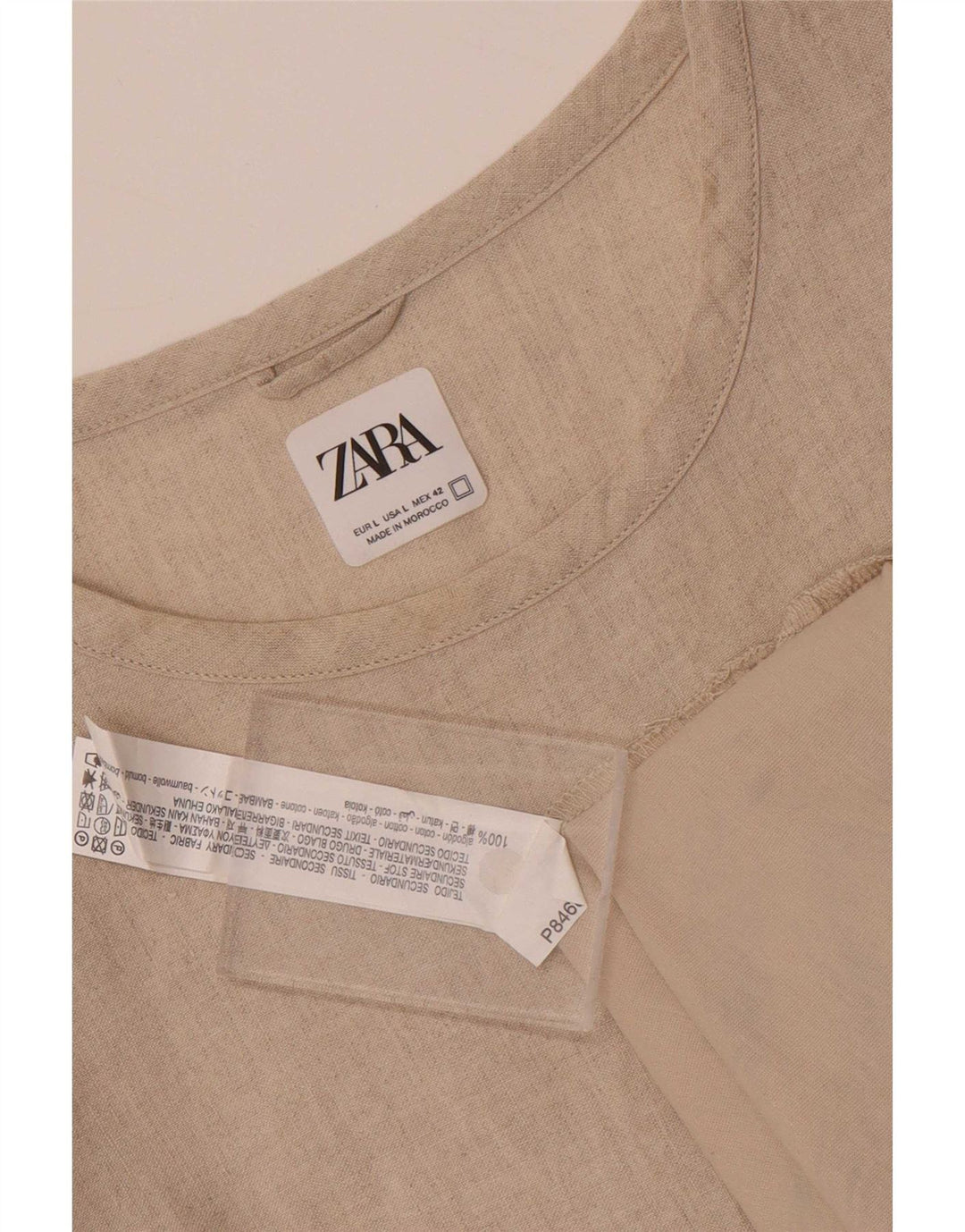 Zara Homme T-Shirt Top Large Beige Coton