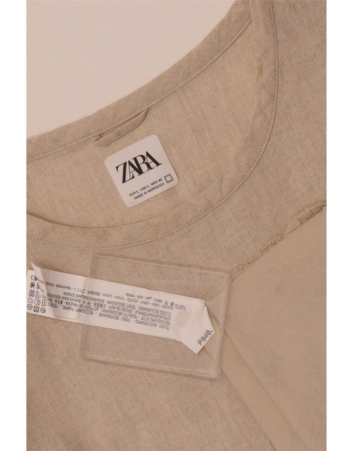 Zara Homme T-Shirt Top Large Beige Coton