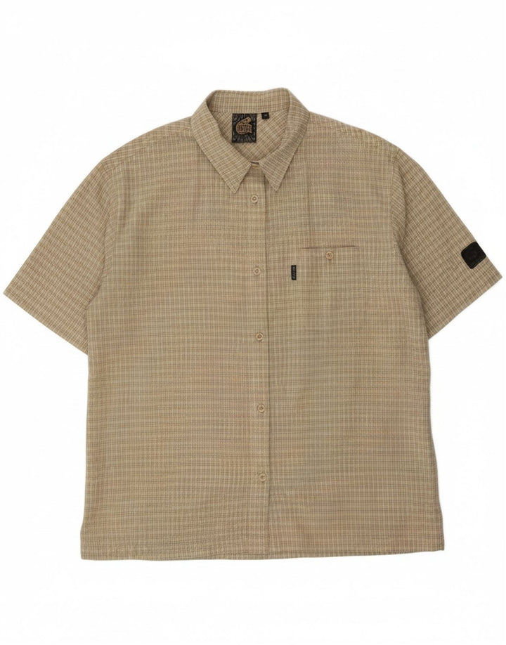 IGUANA Womens Short Sleeve Shirt EU 44 XL Beige Check Vintage Iguana and Second-Hand Iguana from Messina Hembry 