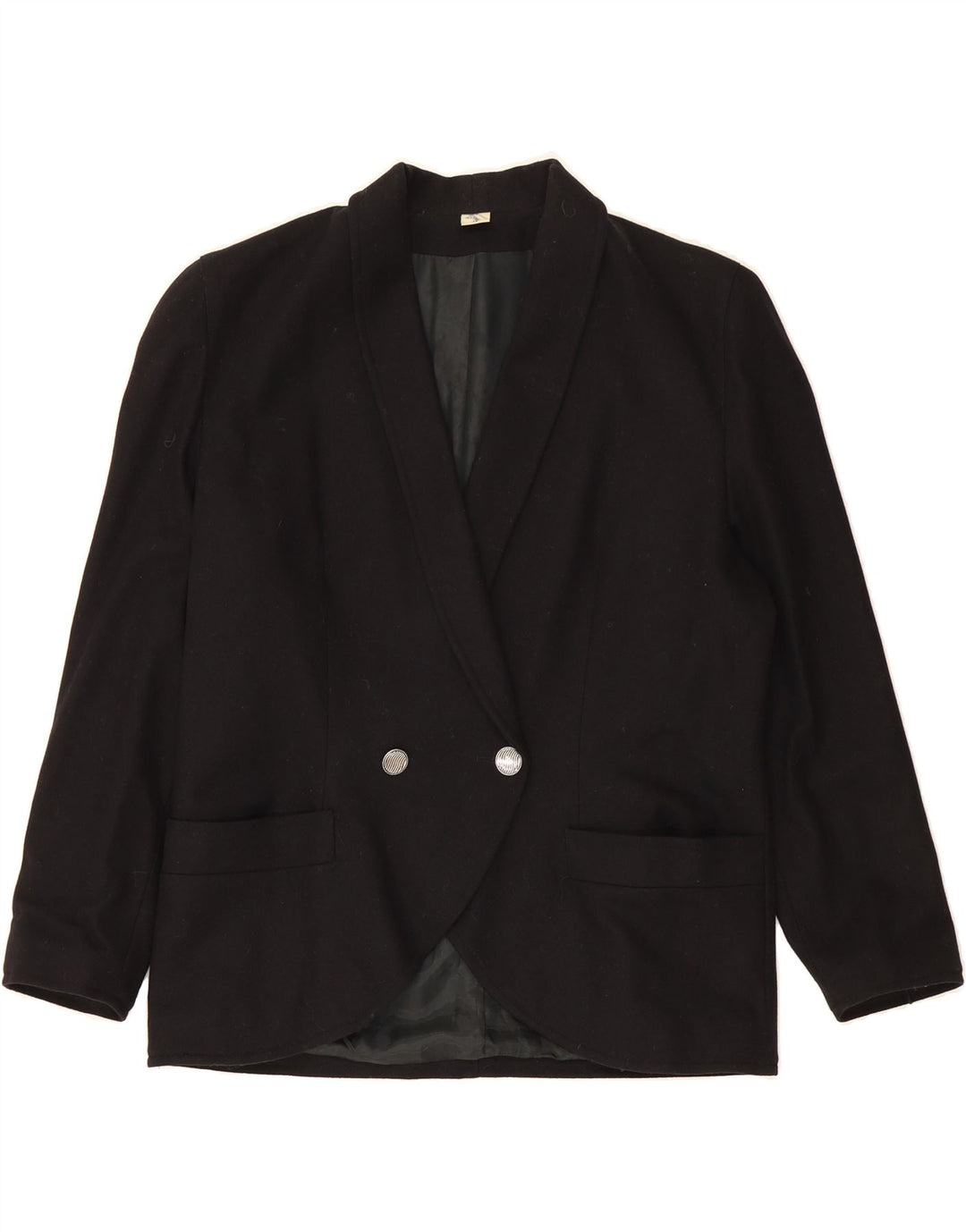 VINTAGE Womens Double Breasted Blazer Jacket IT 46 Large Black Wool Vintage Vintage and Second-Hand Vintage from Messina Hembry 