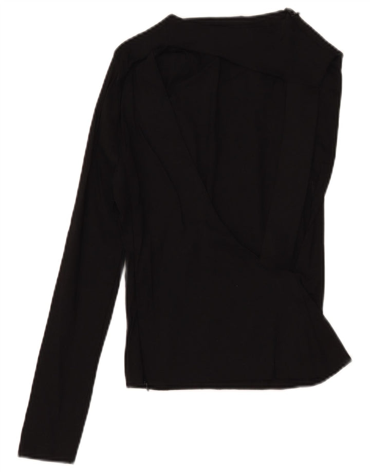 Zara Womens Crop One Shoulder Top UK 8 Petit Lin Noir