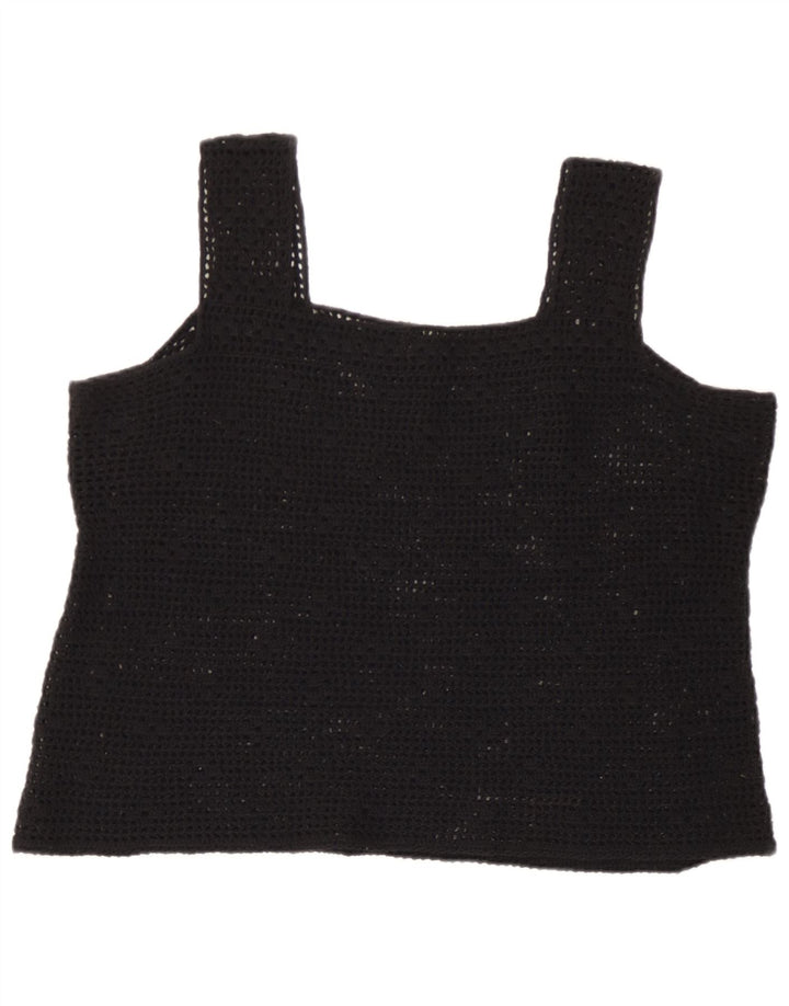 vintage Femmes Crochet Cami Top UK 14 Grand Noir