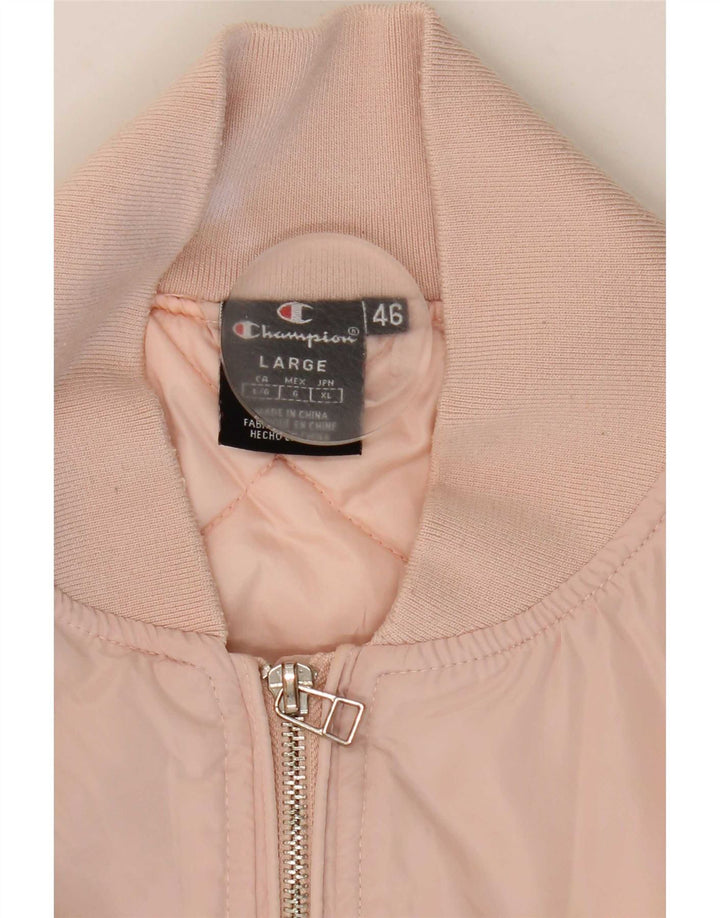 Champion Veste Bomber Graphique Femme IT 46 Large Rose Polyester