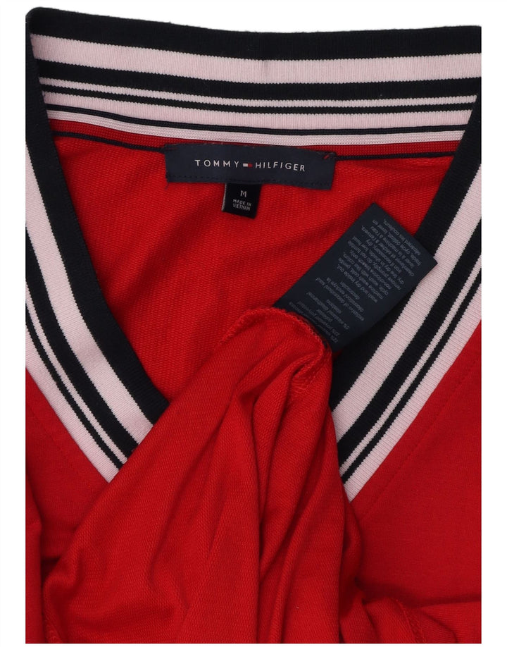 TOMMY HILFIGER Top Femme Manches Longues UK 14 Medium Rouge Viscose