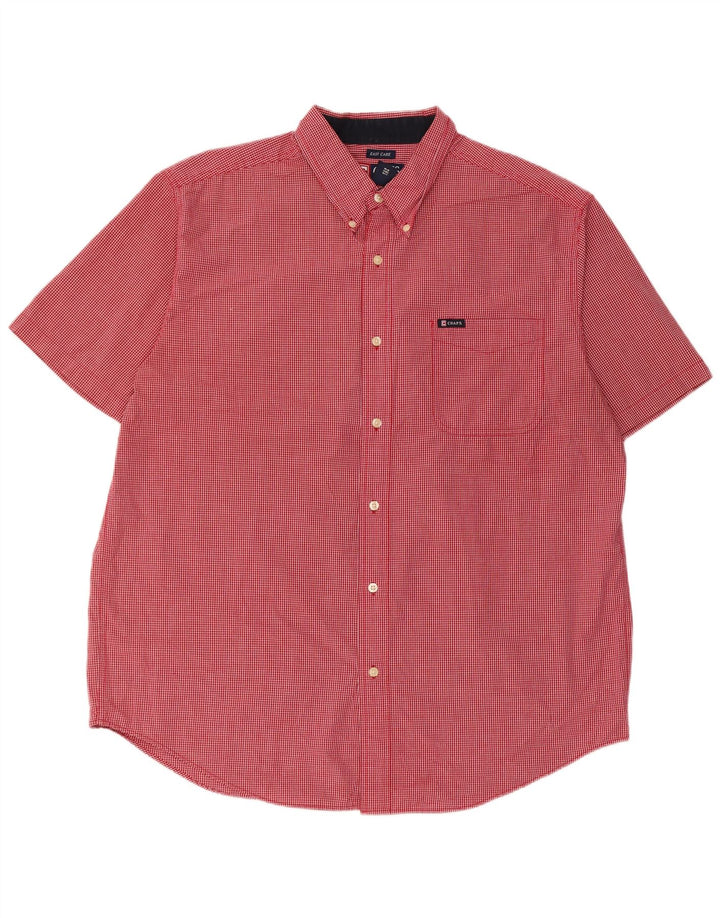 Chaps Chemise à manches courtes pour homme XL en coton vichy rouge