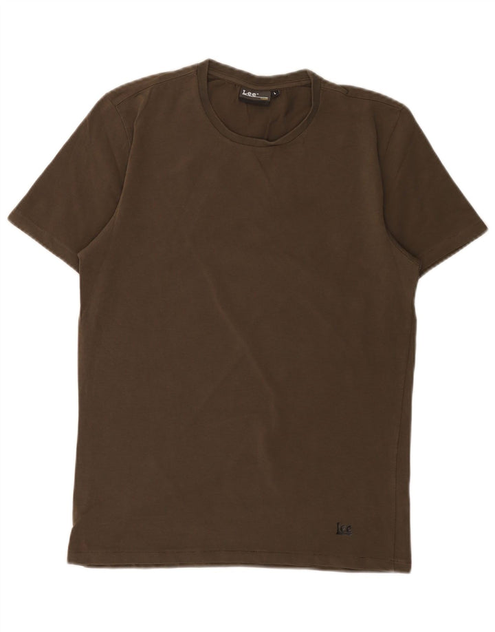 Lee T-Shirt Femme Top UK 14 Large Kaki