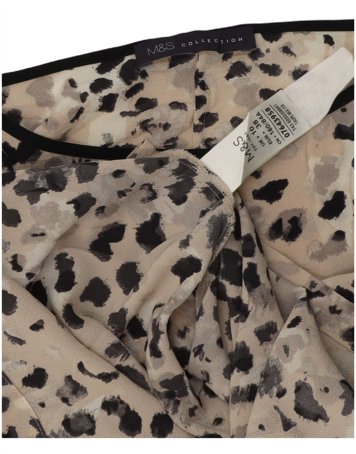 Marks & Spencer Haut chemisier surdimensionné pour femme UK 10 Petit Beige Moucheté
