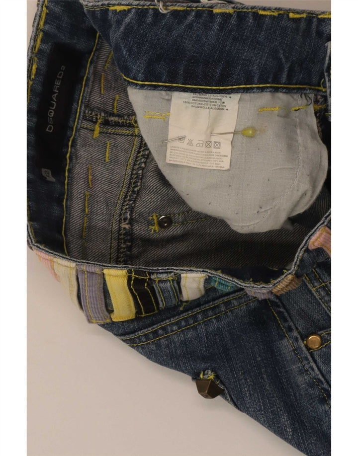 Dsquared2 Femme Mini Jupe En Jean IT 42 Moyen W30 Bleu Colorblock Coton