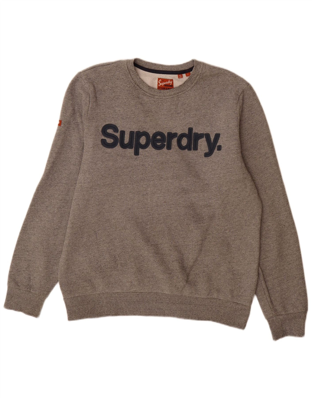 Superdry Homme Graphic Sweatshirt Jumper Large Gris Moucheté Coton