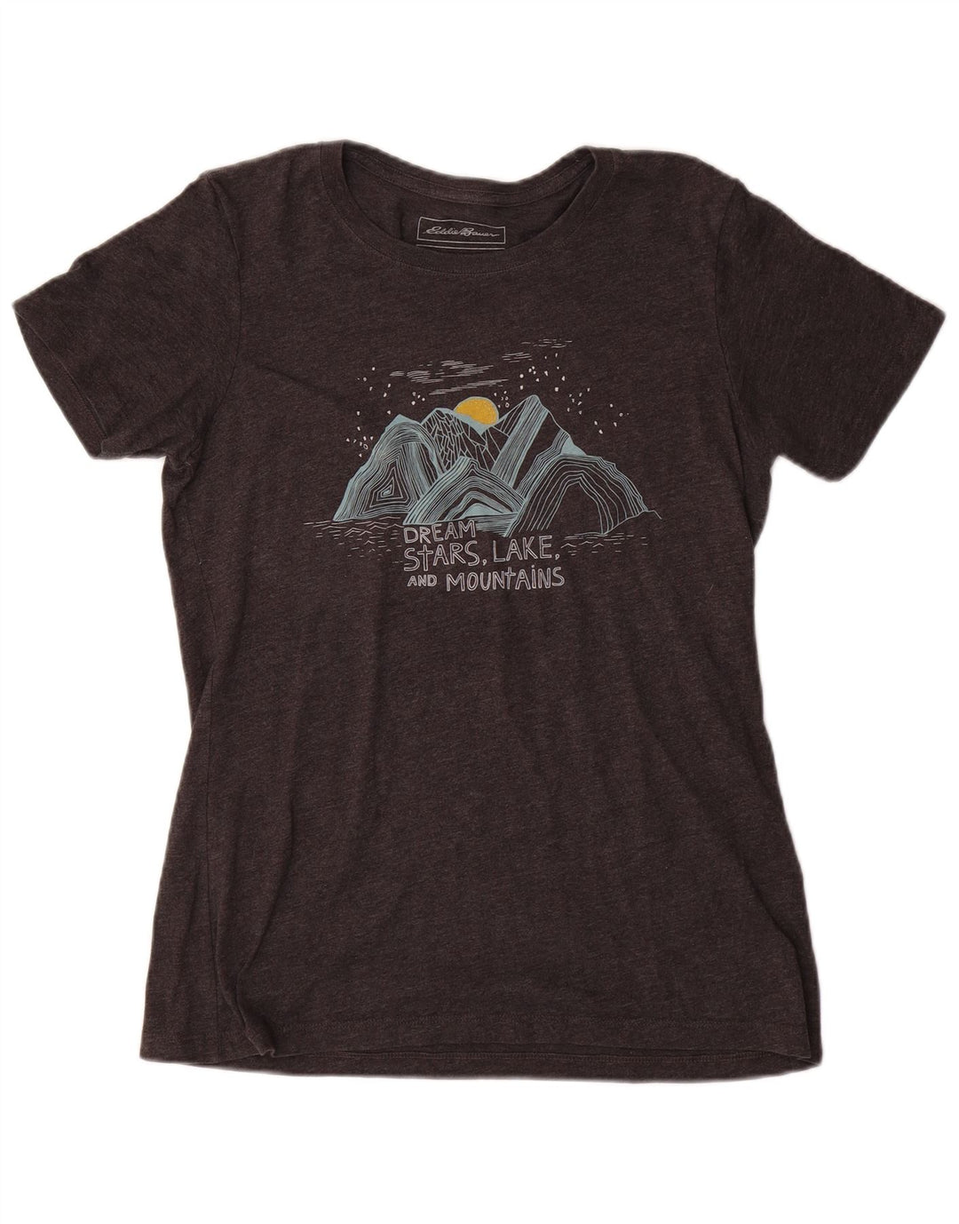 Eddie Bauer T-shirt graphique pour femme UK 14 Grand coton gris