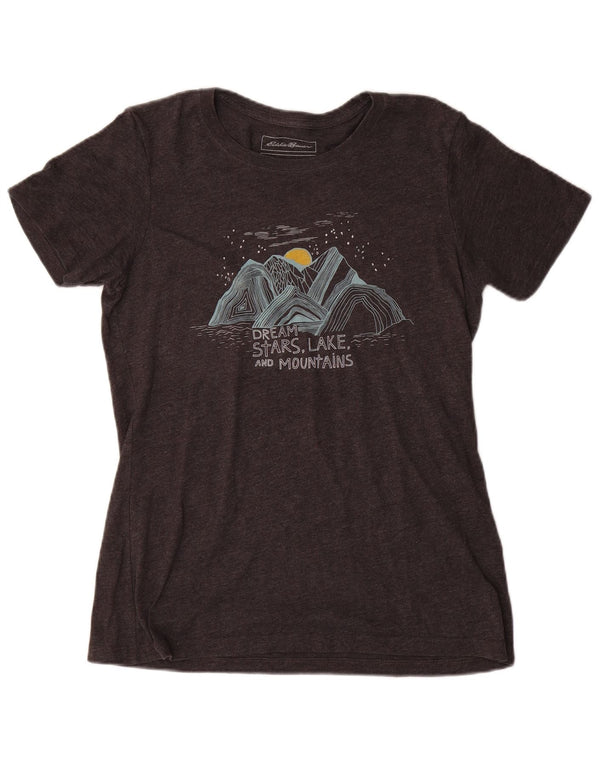 Eddie Bauer T-shirt graphique pour femme UK 14 Grand coton gris