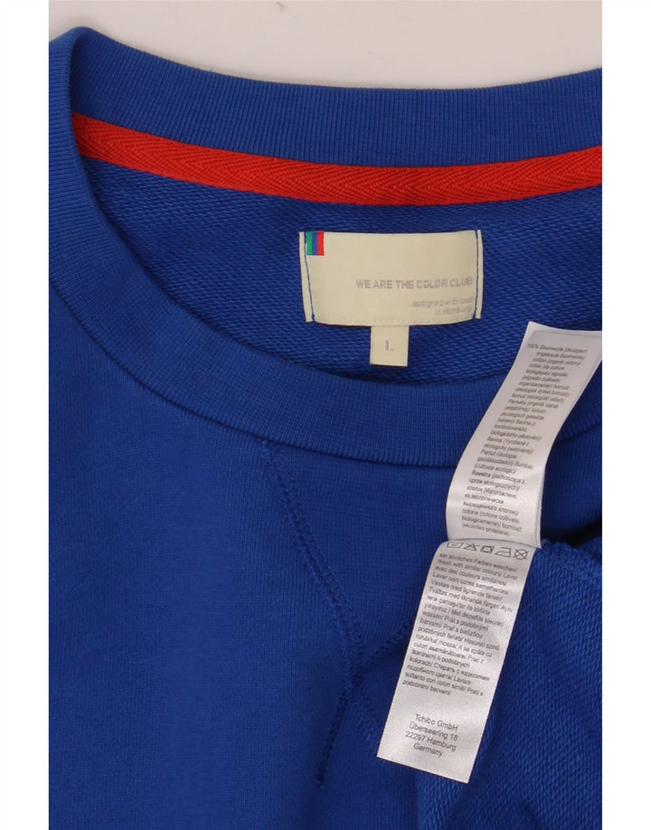 VINTAGE Sweat-shirt Homme Jumper Grand Coton Bleu