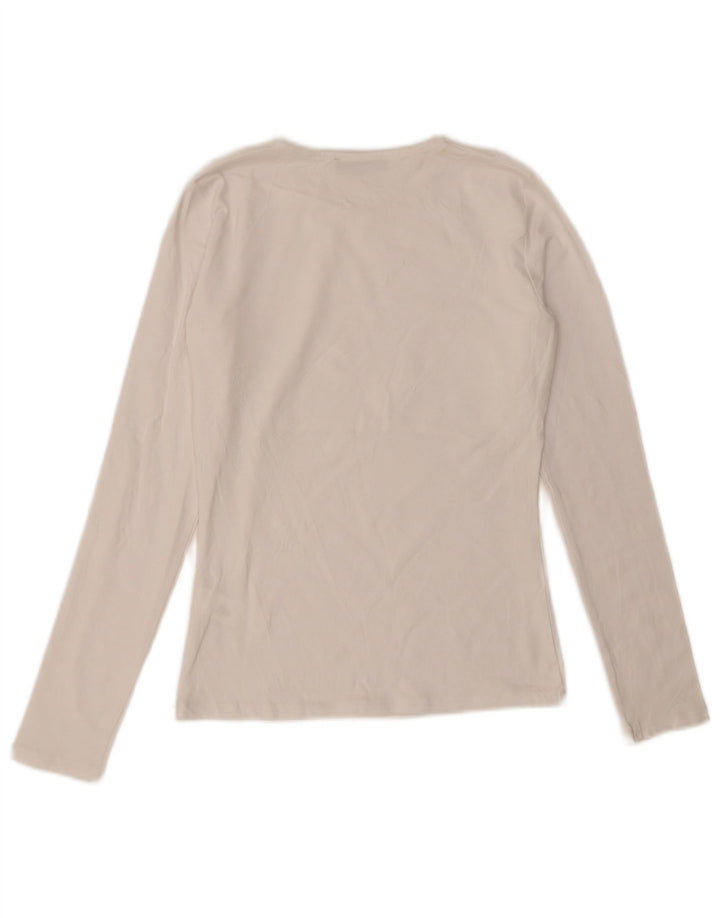 Zara Femme Top Manches Longues UK 12 Moyen Blanc Coton