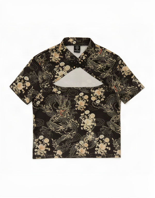 Urban Outfitters Haut court pour femme UK 8 Petit imprimé animal noir Polyester