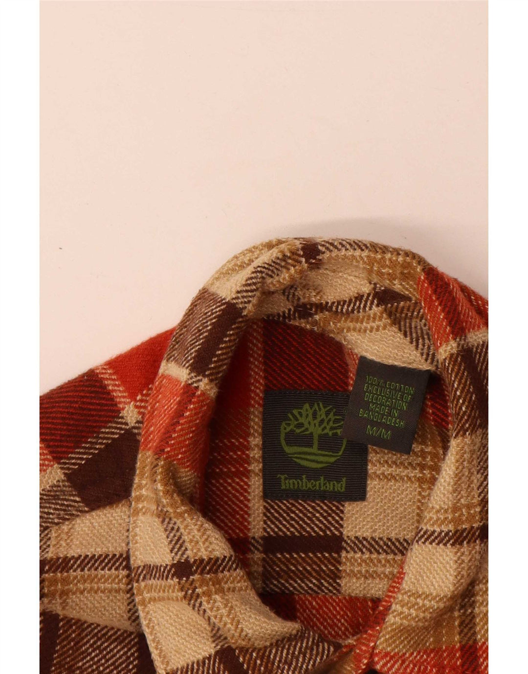 Timberland Chemise en Flanelle Homme Beige Moyen à Carreaux en Coton