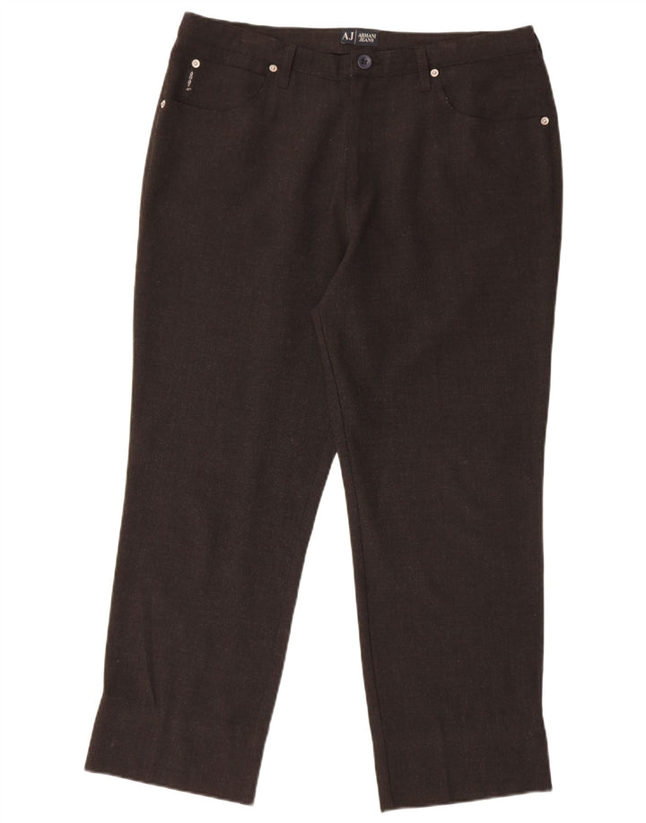 Armani Pantalon décontracté droit pour femme W36 L27 Marron