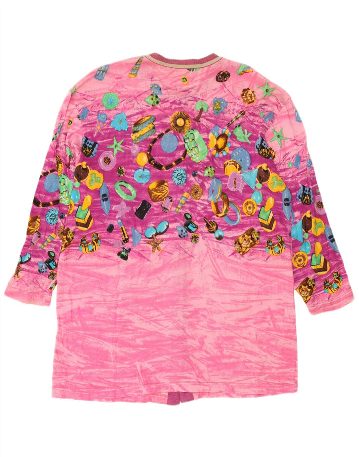 Le Bambole Femmes Motif Abstrait Cardigan Long Pull IT 48 XL Rose
