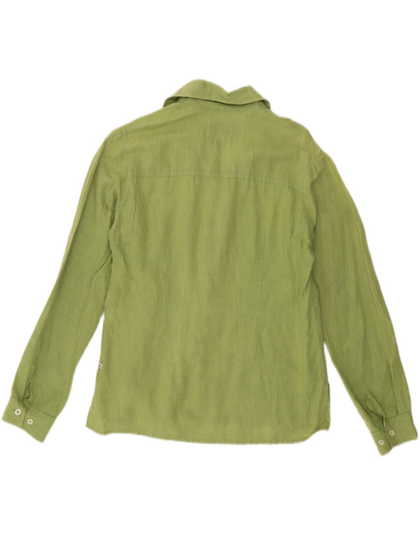 Marlboro Classics Chemise Slim Fit pour Femme UK 10 Petit Lin Vert