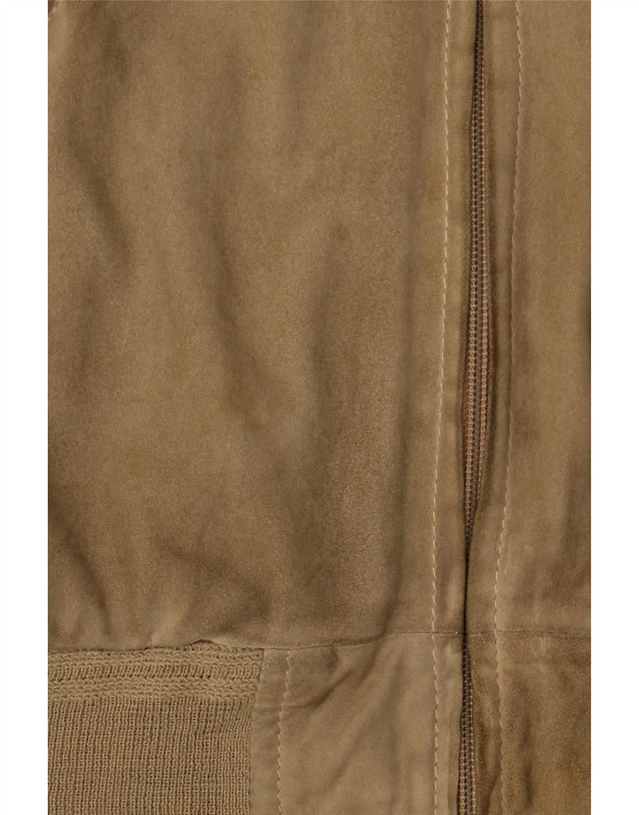 vintage Mens Suede Bomber Jacket UK 38 Beige Moyen