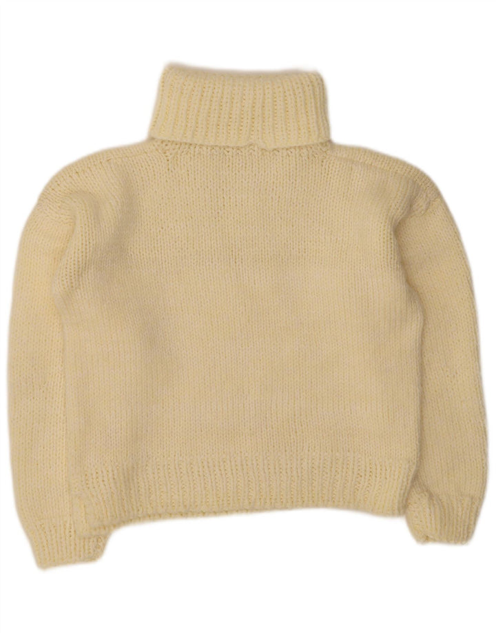 vintage Femmes Roll Neck Jumper Pull UK 14 Jaune Moyen