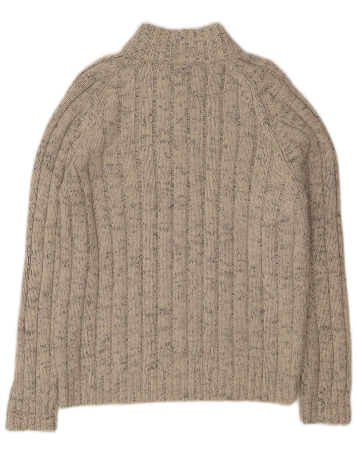 Marks & Spencer Pull à col zippé pour homme Large en acrylique rayé beige
