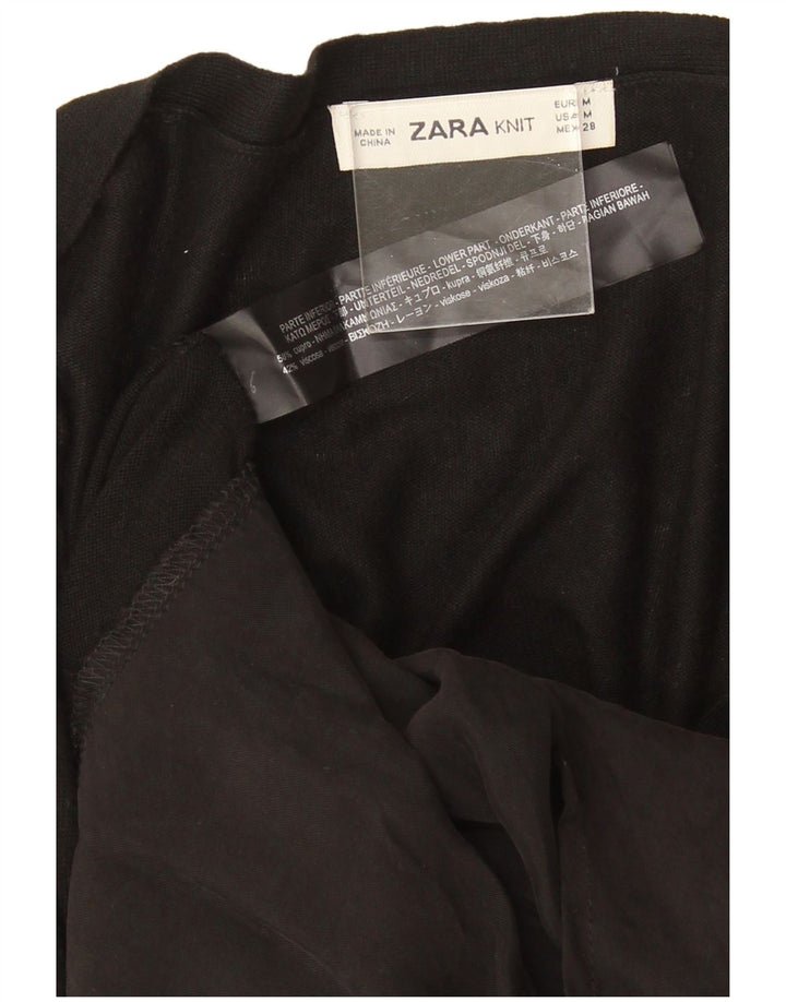 Zara Cardigan Femme Pull UK 14 Medium Noir Cupro