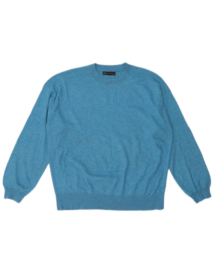 Marks & Spencer Pull à col rond pour homme en polyester turquoise Taille L