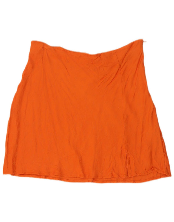 Zara Femme Mini Jupe Large W30 Orange Viscose