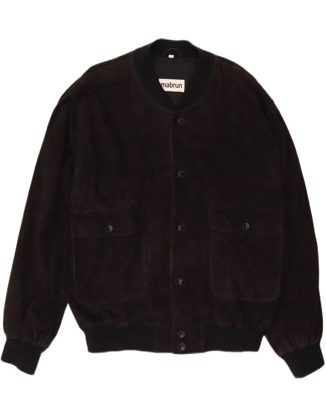 MABRUN Blouson Bomber En Daim Homme IT 56 3XL Cuir Noir