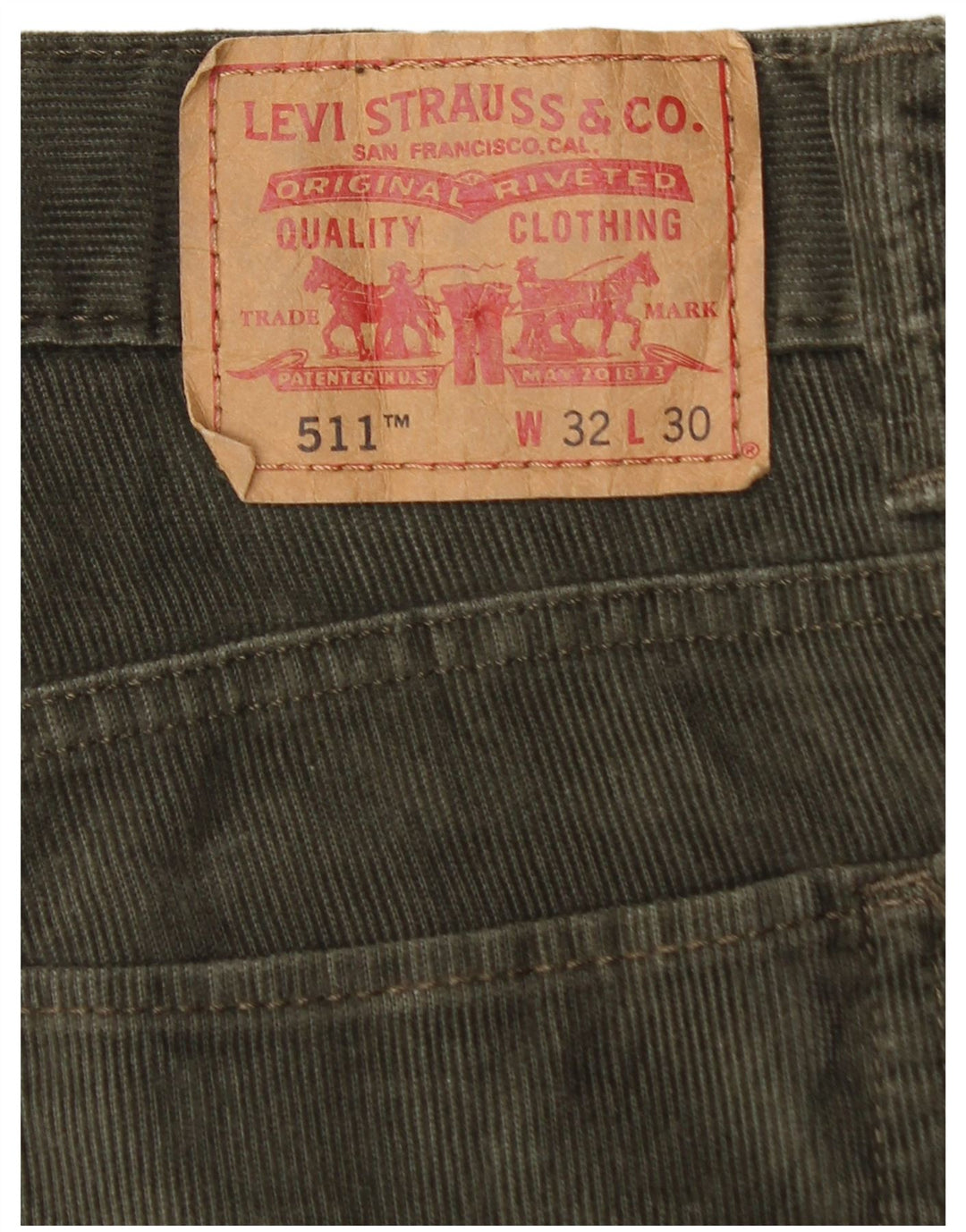 LEVI'S Pantalon Slim 511 Velours Côtelé Homme W32 L30 Kaki Coton